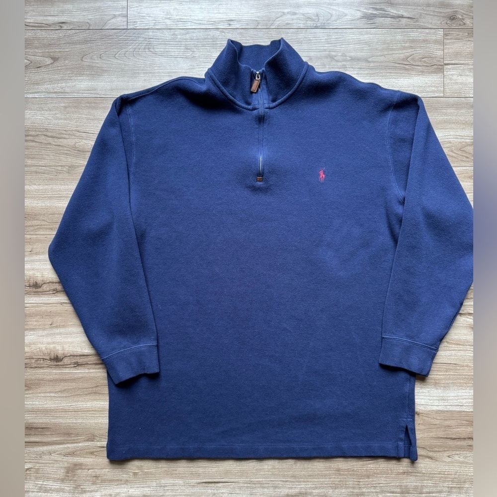 POLO Ralph Lauren Men's Sz 2XLT Tall
Quarter-Zip Pullover Navy Cotton